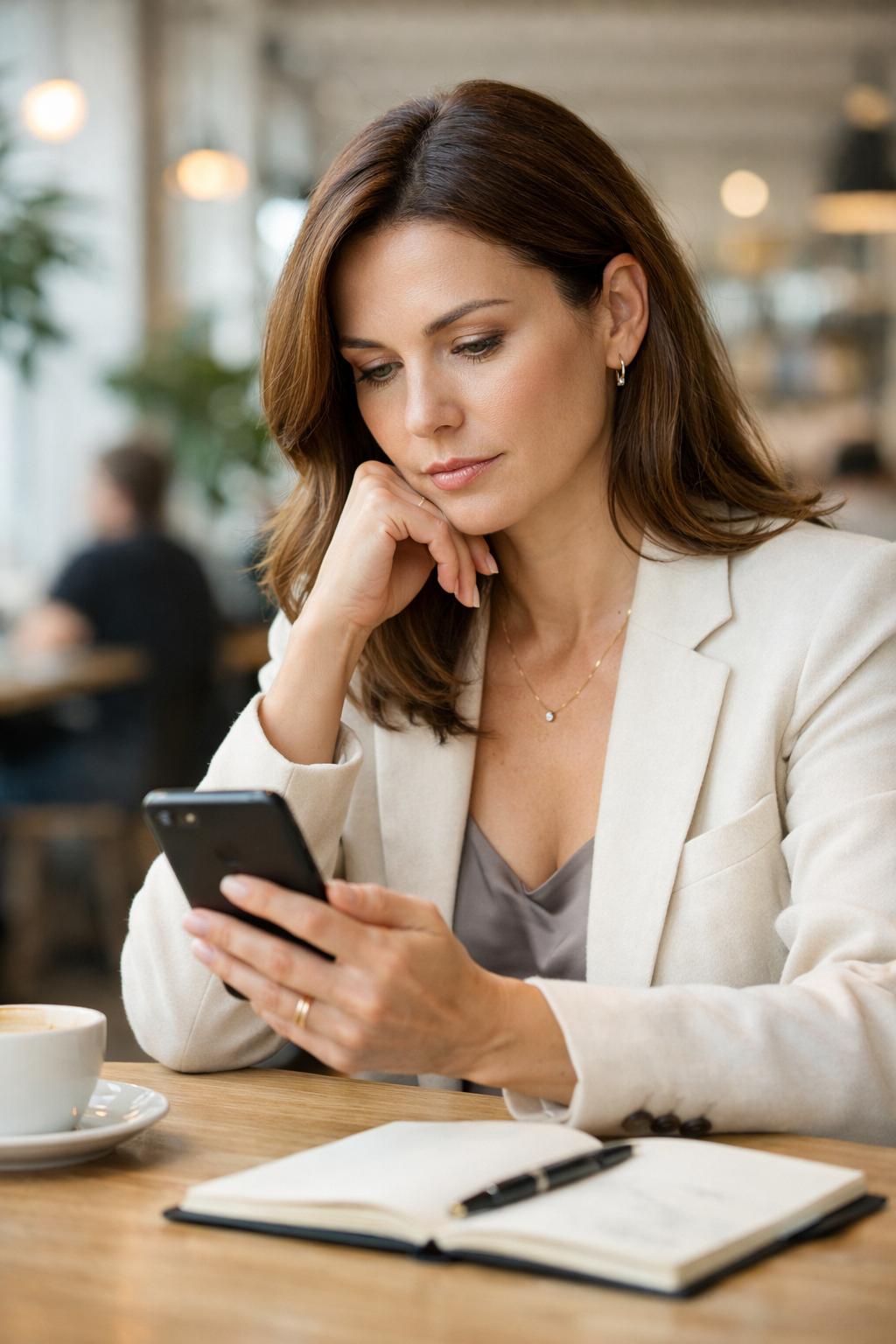 Portrait calme d'une femme illustrant la sécurité en ligne